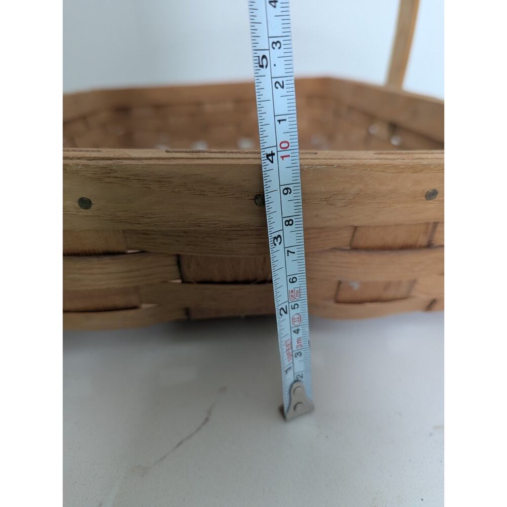Vtg Basketville Putney Vt. Splint Oakwood Rectangle Gathering Basket Garden - Picture 13 of 13